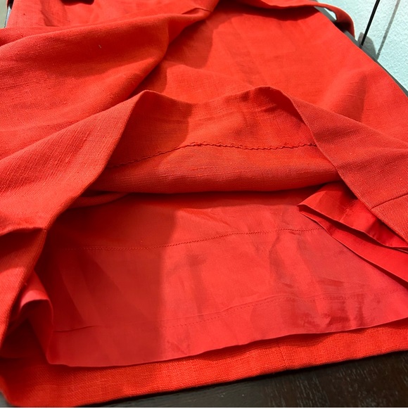 William Pearson Vintage Red Dress Belt Lined Faux Wrap Short Sleeve Button Sz 12 - Picture 7 of 14